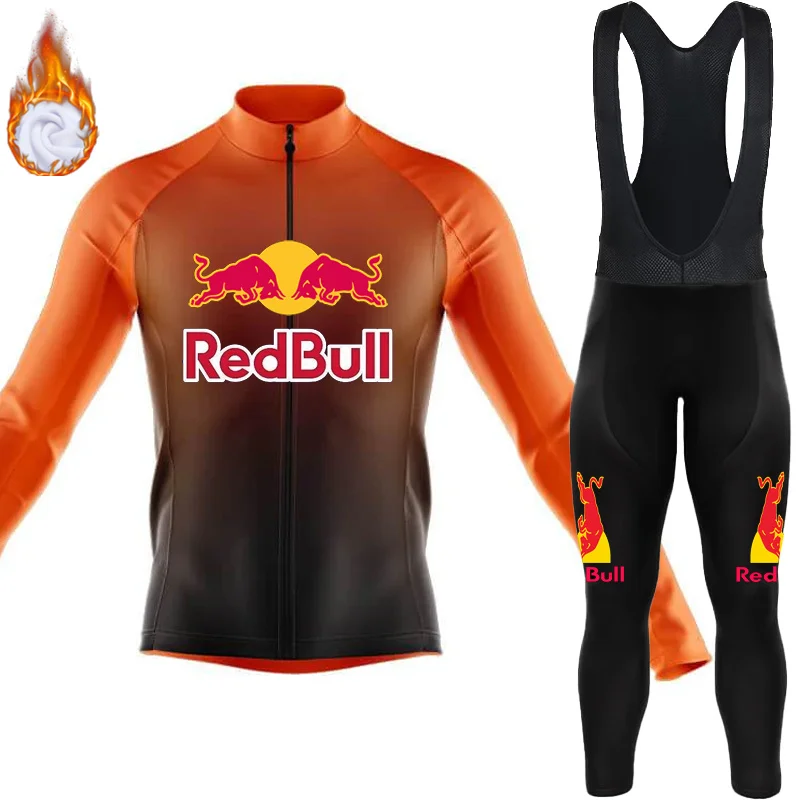 

Red Bull Cycling Mtb Thermal Jersey Men's Suit Sportswear Man Long Sleeve Clothing 2024 Clothes Professional Shirt Sports Set