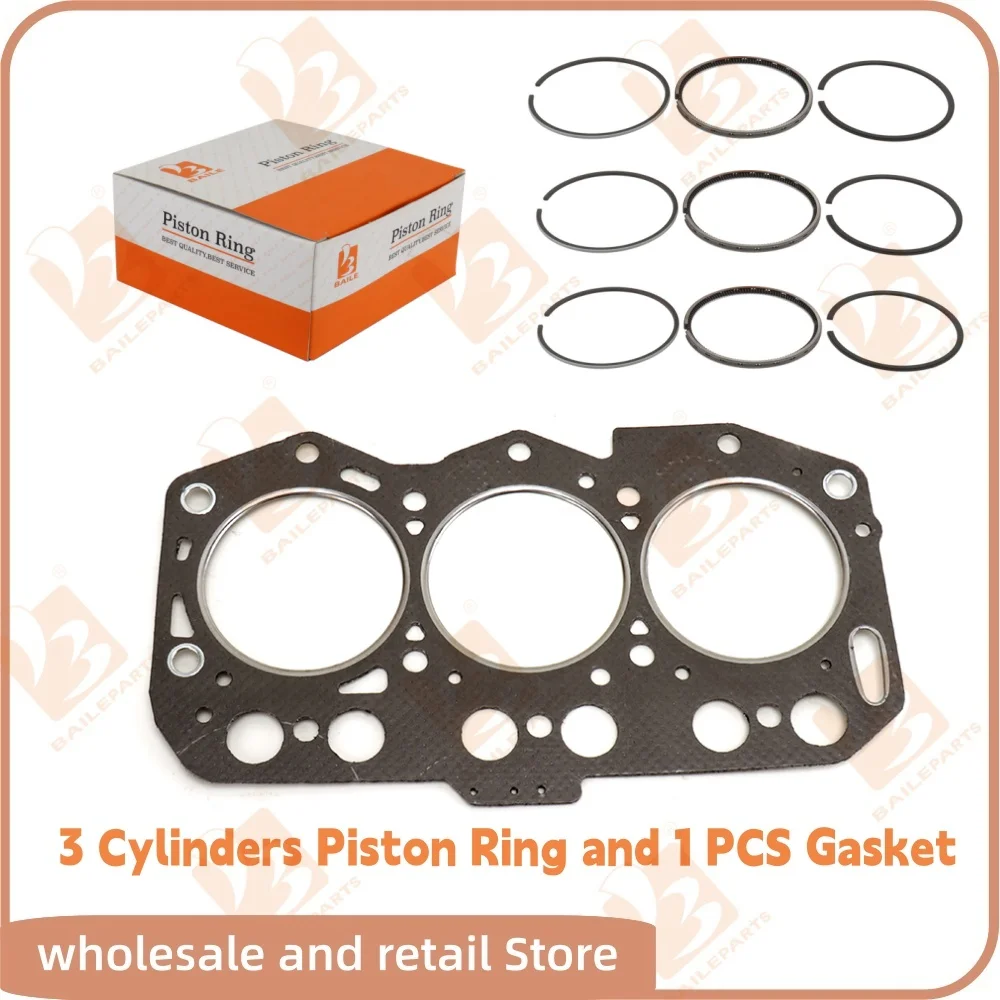 

Для двигателя Yanmar 3TNV76, 3-цилиндровое поршневое кольцо 76*1,5HK + 1,5 + 3 мм, комплект для ремонта, запасные части для двигателя 76 мм