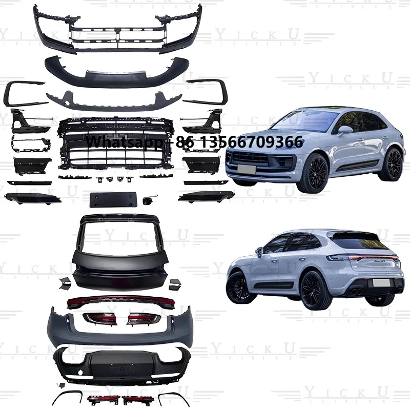 GTS Front and Rear PP Surround Front Bumper Assembly Headlight Rear Bumper Assembly Suitable for Porsche Macan