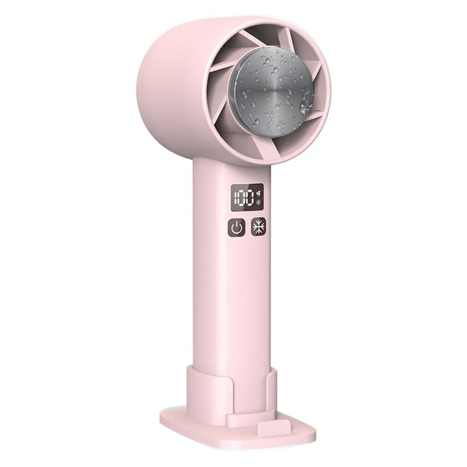 

Turbo Fan USB Rechargeable Pocket Handheld Fan With Desktop Base For Ladies Travelling Makeup Outdoor Indoor Power Tool