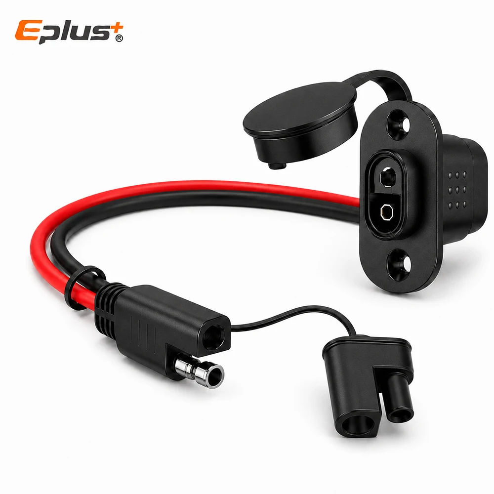 EPLUS SAE Quick Connector Harness SAE Adapter Male Plug to Female Socket Cable 1FT 10-18AWG SAE Extension Cord