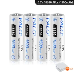 PALO 3.7V 1500mAh 18650 akumulator litowy 18650 akumulatory litowo-jonowe z ładowarką LED do 26650 16340 14500 18500