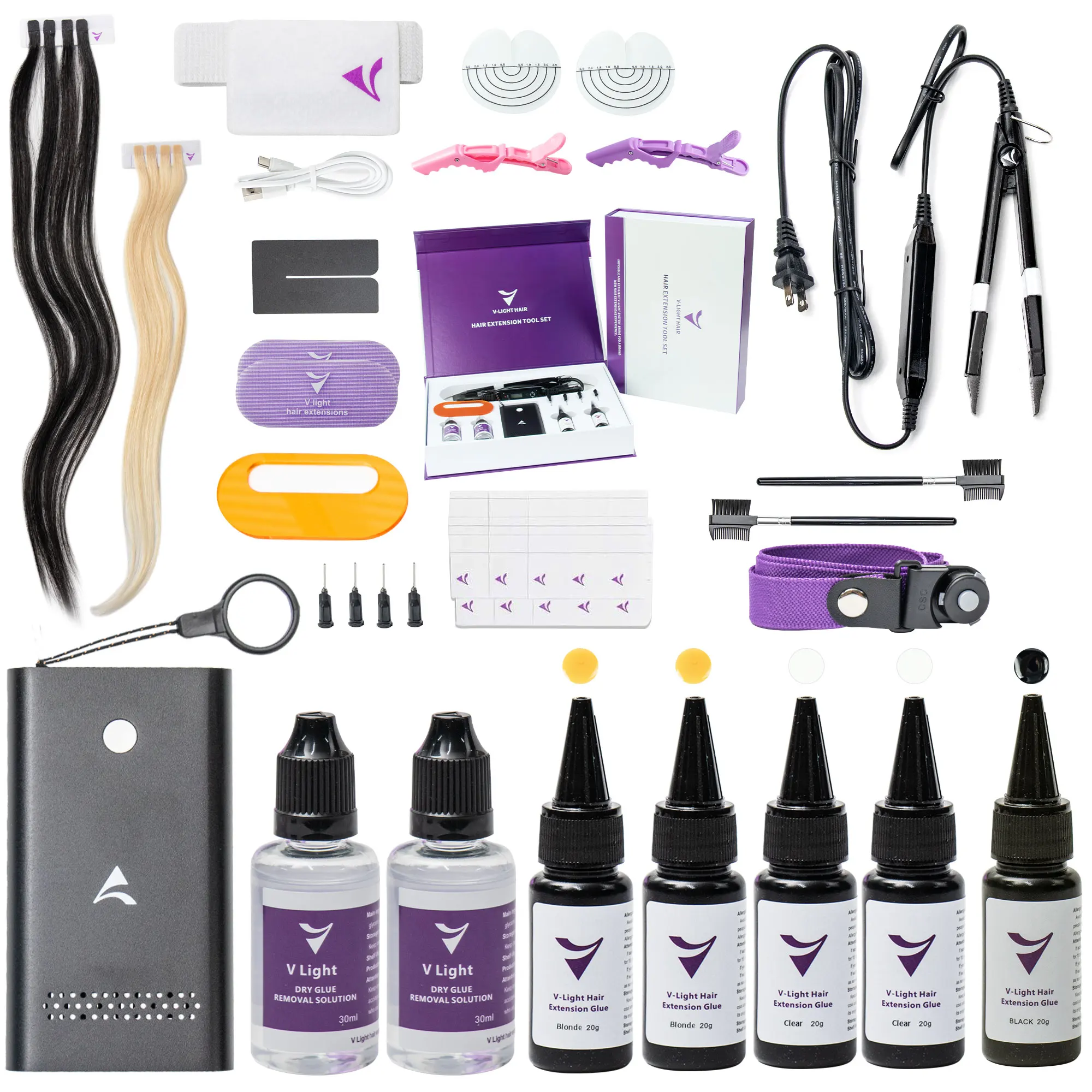 

Оптовая продажа v Light Hair Extension Machine, новейший набор инструментов для наращивания волос V-light с v Light Комплект машины для удаления клея для волос