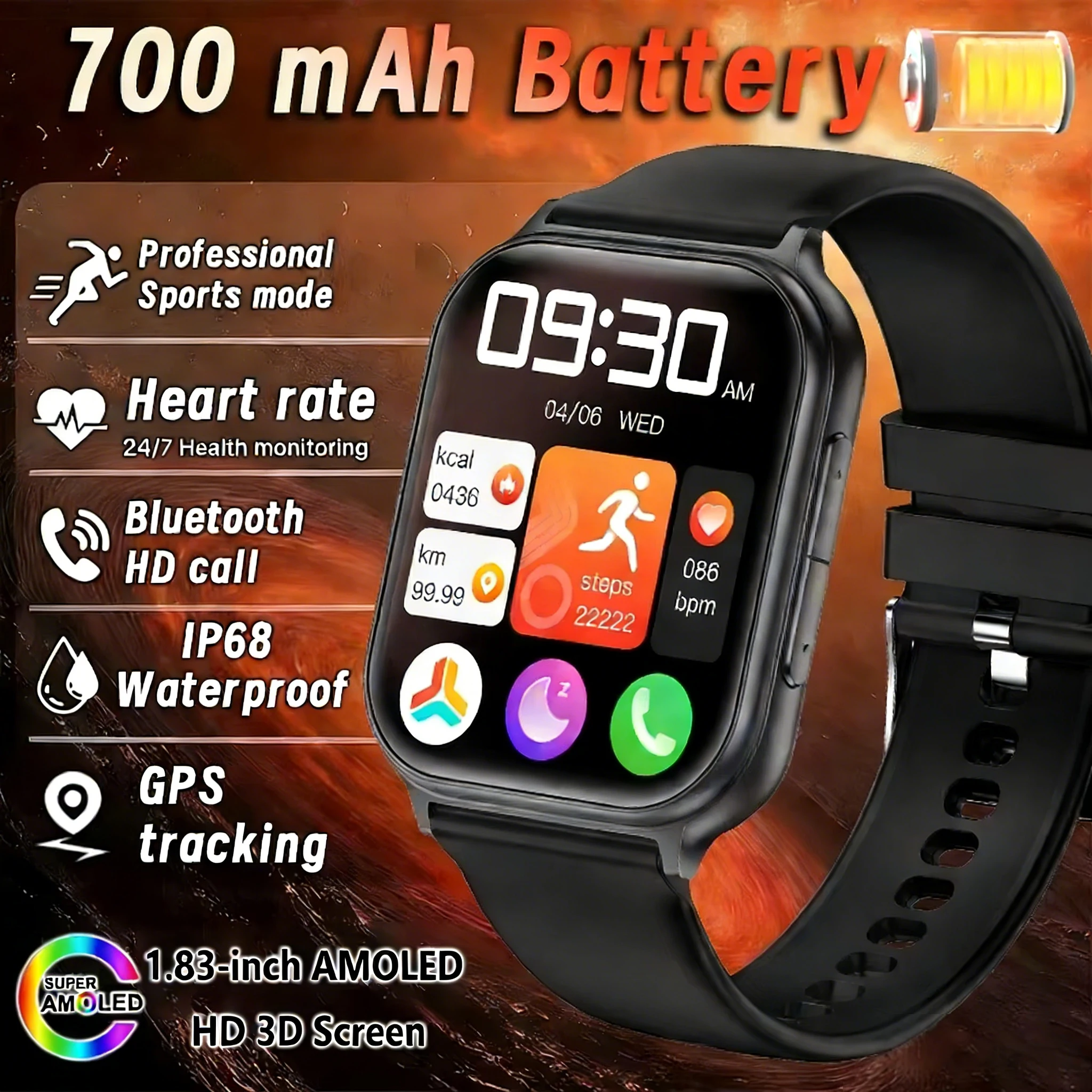 2026 Hot Sell Smart Watch Men Women IP68 Waterproof Heart Rate  Sport Fitness GPS Bluetooth Call Fashion Smart Watch Men Women