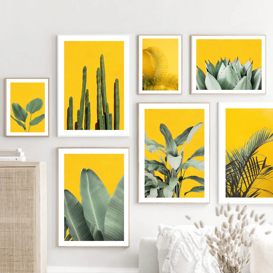 Palm Cactus Banana Succulents Leaf Green Plant Art Canvas Painting Nordic Posters And Prints Wall Pictures For Living Room Decor