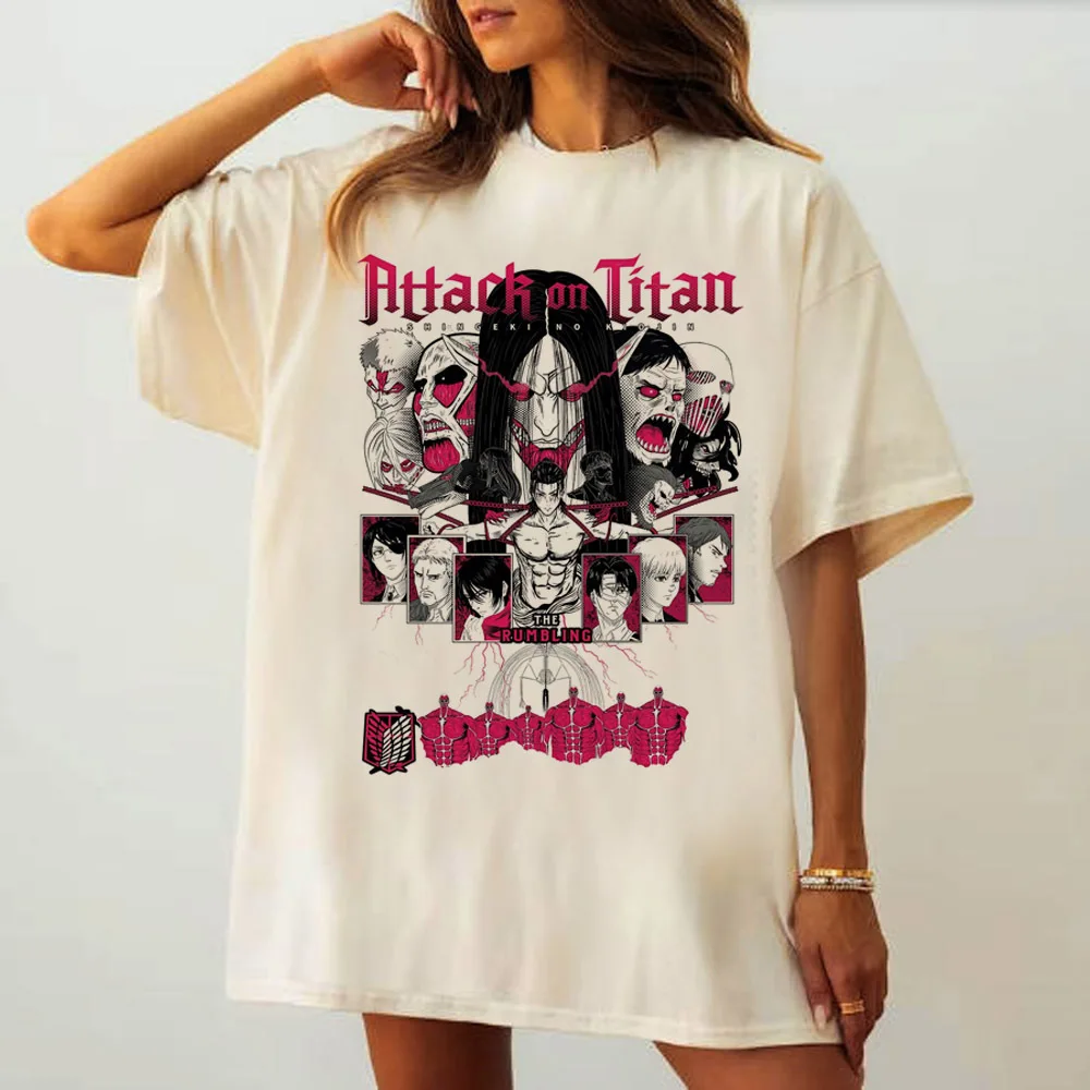 Attack on Titan t-shirt women streetwear Breathable 80s Grunge Comfortable aesthetic t-shirt 80s harajuku korean clothes women
