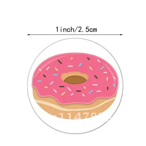 50-500pcs Stickers Stylish Donut Stickers 8 Designs Delicious Looking Handmade white labels stickers for Cake bread baking