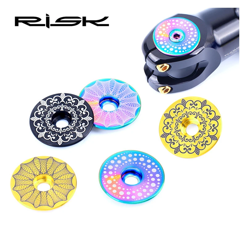 RISK RT103 Lightweight Titanium Alloy Bicycle Headset Cap + M6x30mm Bike Headset Stem Bolt Headset Screw 3 Colors Bicycle Parts