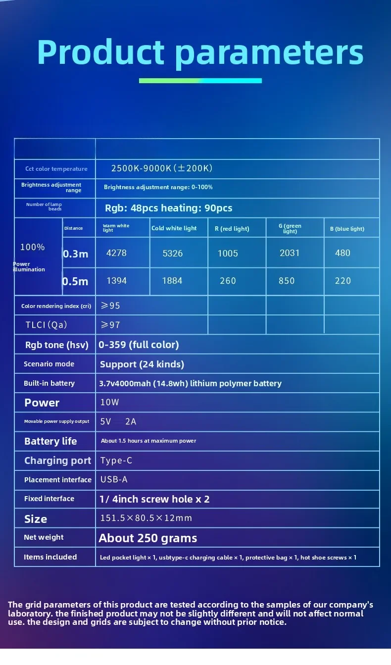 Nano fill light photography light led flat panel camera pocket light