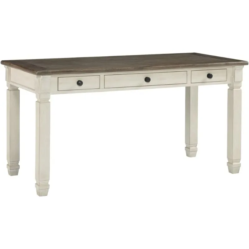 Signature Design By Ashley Bolanburg Farmhouse 60 Home Office Writing Desk with Drawers, Whitewash