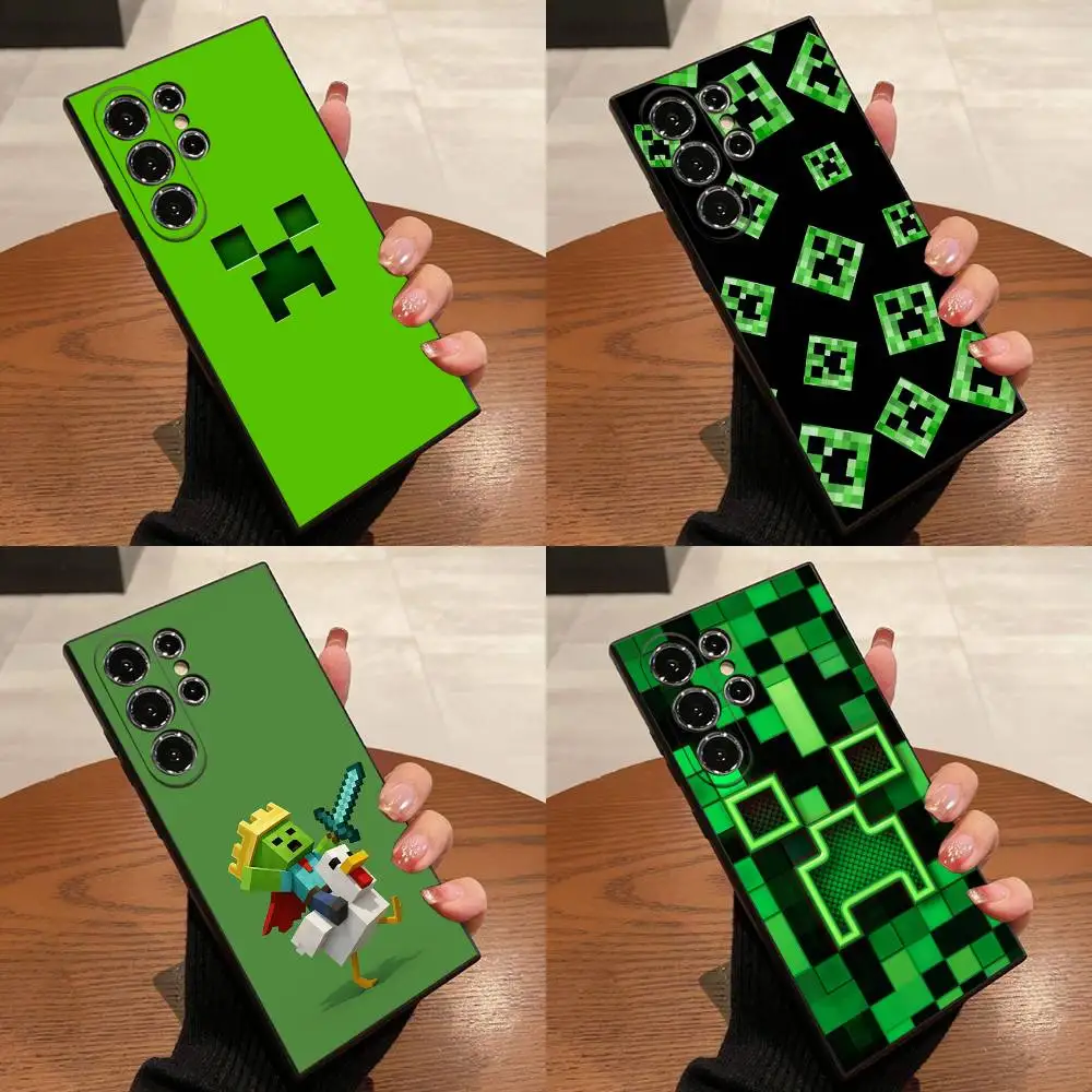 

Green Pixel Monster C-Creeper Phone Case For Samsung S25,S24,S21,S22,S23,S30,Ultra,S20,Plus,Fe,Lite,5G Black Cover