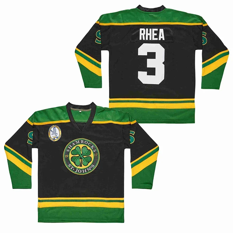 

Ice Hockey Jersey St John's Shamrocks Retro 3# Rhea Jerseys Sewing Embroidery Outdoor Sportswear Green Black White 2023 New