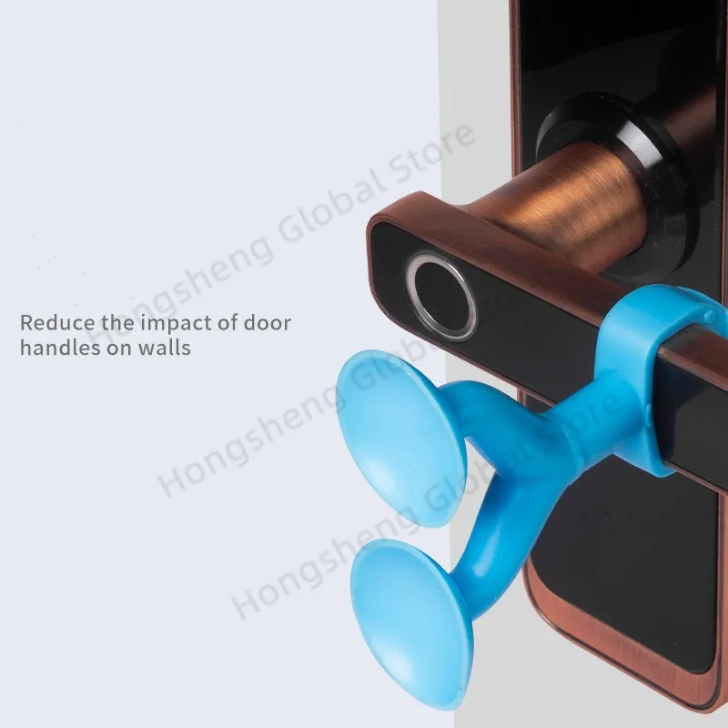 Strong double suction cup Door Stopper anti damage wall protector Punch-free Soft Silicone door handle bumper furniture Hardware