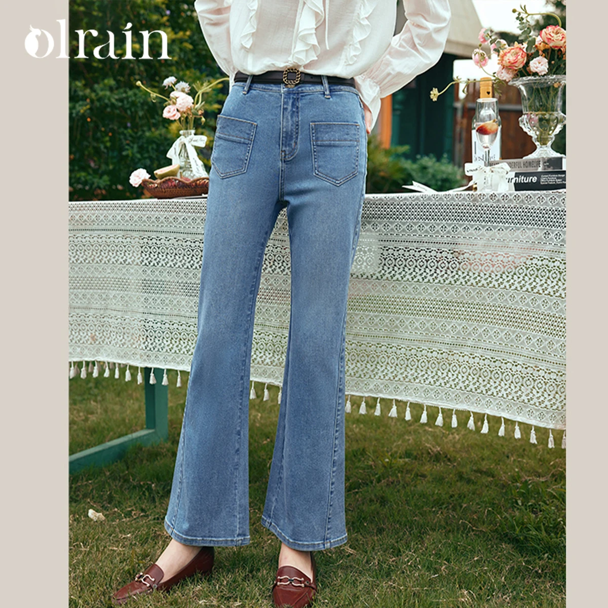 OLrain Bootcut Jeans Jeans Women's Spring 2026 New Simple Versatile Commuter Trousers Solid High-waisted Flared Jean O24CA89933