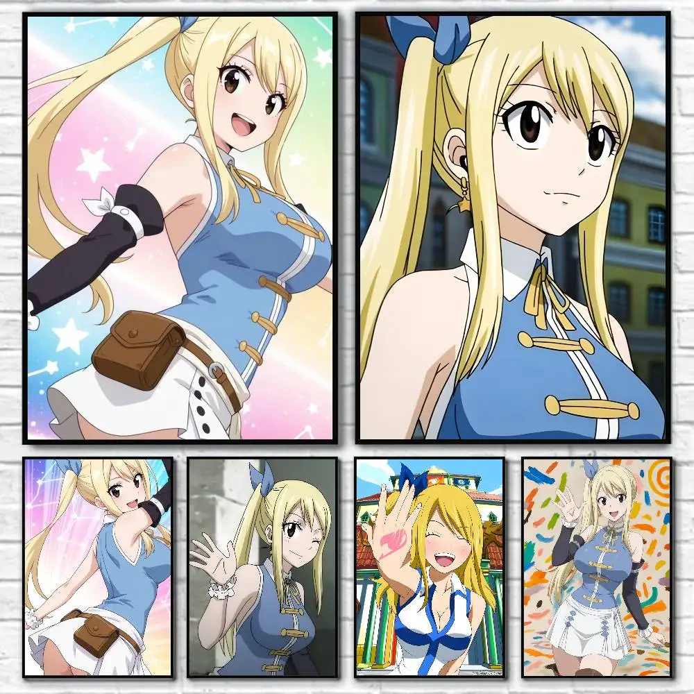 1 Stück Anime Lucy H_Heartfilia Poster Aufkleber Druck Wasserdichter Wandkunstdruck für Wohnzimmer Schlafzimmer Heimdekoration