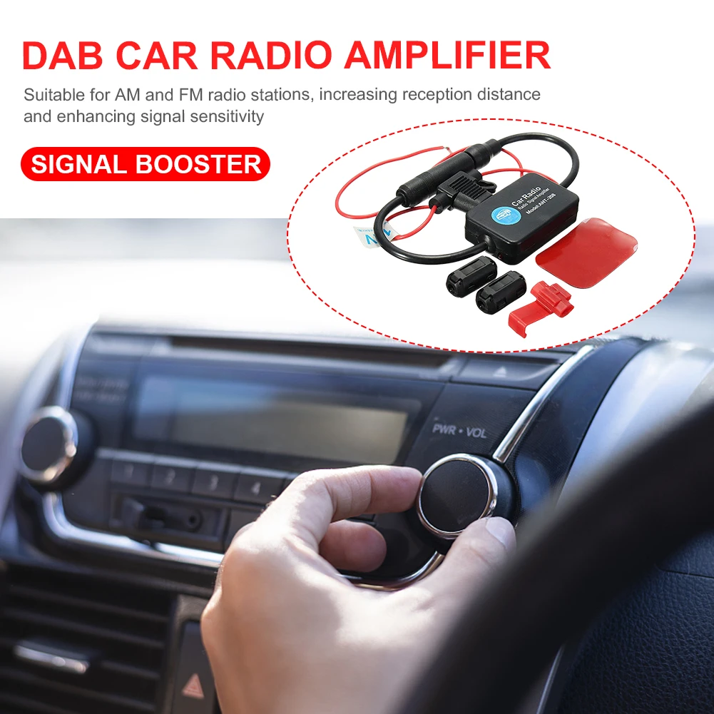 Wzmacniacz sygnału radiowego ANT-208 12V, wzmacniacz sygnału FM/AM z redukcją zakłóceń, 88-108 MHz, antena samochodowa, wzmacniacz antenowy do radia samochodowego.