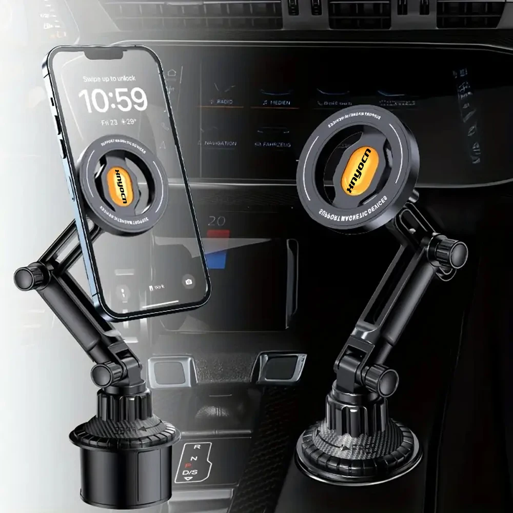 Verstellbarer Getränkehalter mit magnetischer Handyhalterung für Autos, Mehrwinkel-Smartphone-Halterung für Navigation, Fahren und tägliche Roadtrips. – Detail 6
