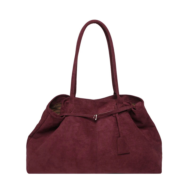 Women Suede Tote Bag Solid Color Shoulder Bag Large Capacity Handbags Trendy Satchel Bags Work Travel Shopping Commuter Tote Sac