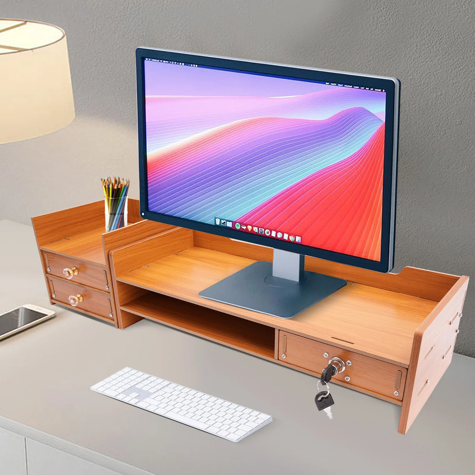 Monitor Stand Riser Burr-Free Computer Shelves with High-Temperature Pressing Healthy Durable Material for Computers and Books