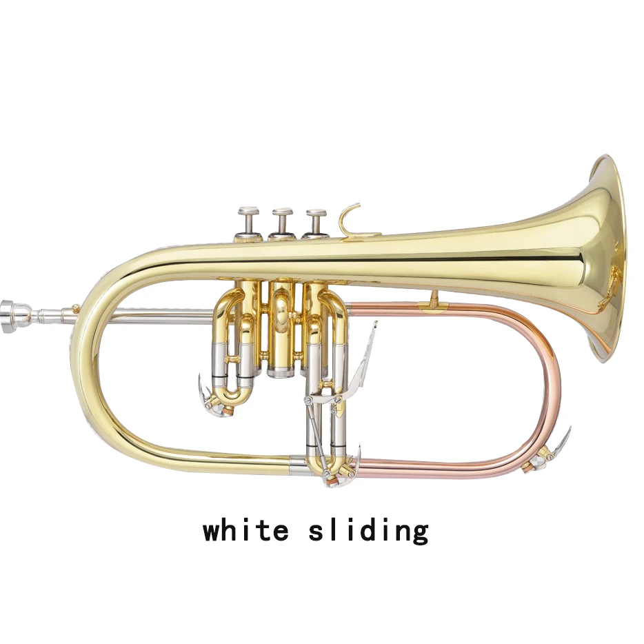 Manufacture Stainless Valve Gold Lacquer Cooper Leadpipe OEM Production Flugel Horn
