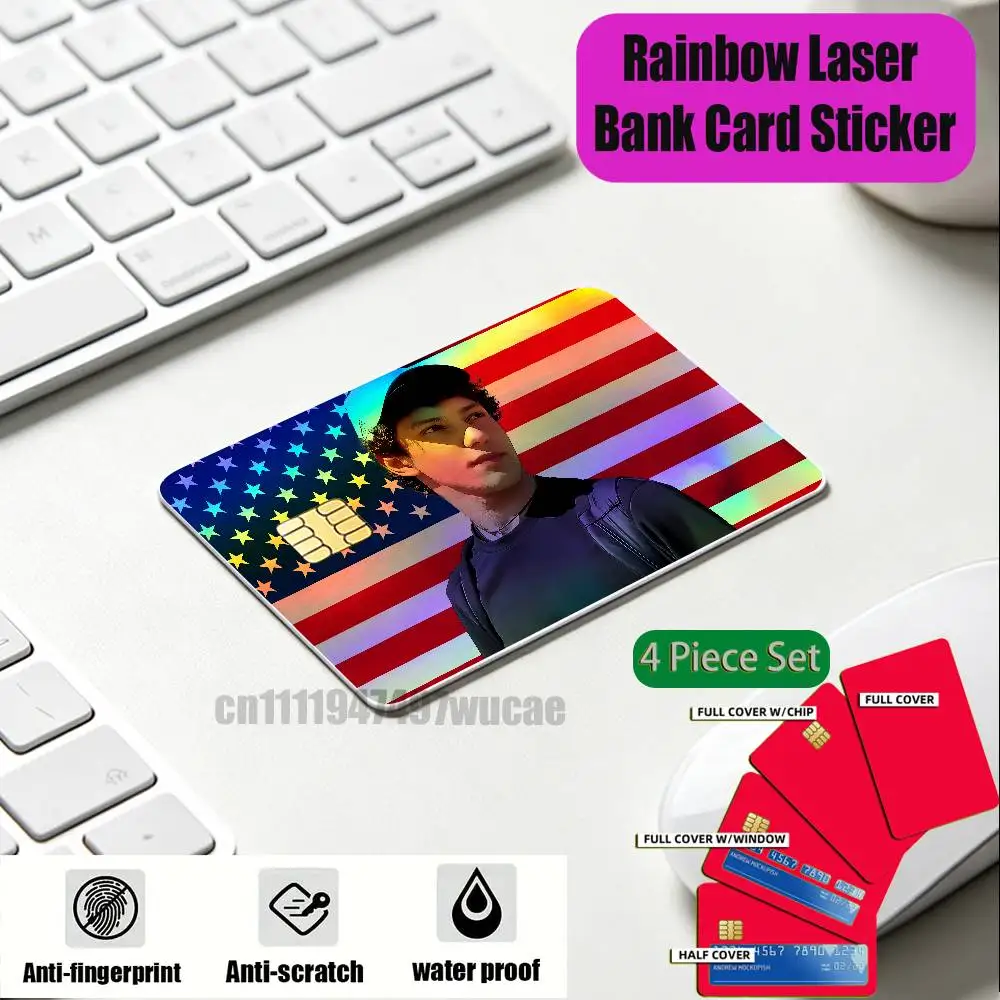 ID Access Card Cover Skin Rainbow Color Laser Stickers Film For Andrea Kimi Antonelli Credit Bank Sticker
