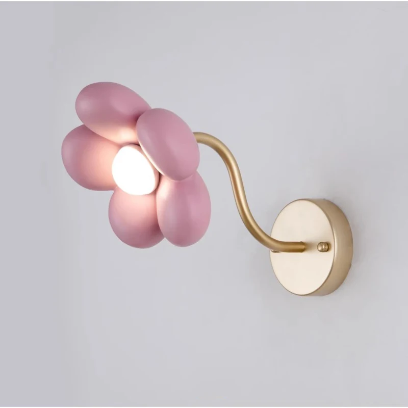 Pink Petal Flower Wall Lamps Cute Princess Room Girl Bedroom Bedside Lamp Cream Style Baby Room Children\'s Room Petal Wall Light