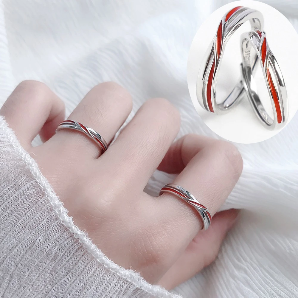 2 PCS Twist Red Line Matchmaker Copper Plated Platinum Couple Ring Men Women Propose Gift Finger Jewelry Wholesale Drop Shipping