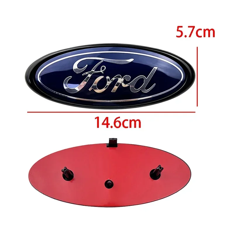 Clip on Ford Emblem 14.6x5.7CM Car Front Hood Rear Trunk Logo Badge for Kuga Fiesta Explorer Focus Ranger Mondeo Transit Hub Cap