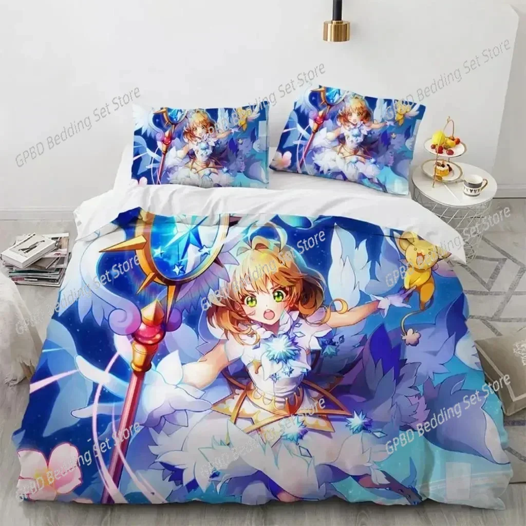 Anime Cardcaptor Sakura Bedding Set 3D Printed Suitable for Bedroom Duvet Cover Set With Pillowcases Kids Home Textile