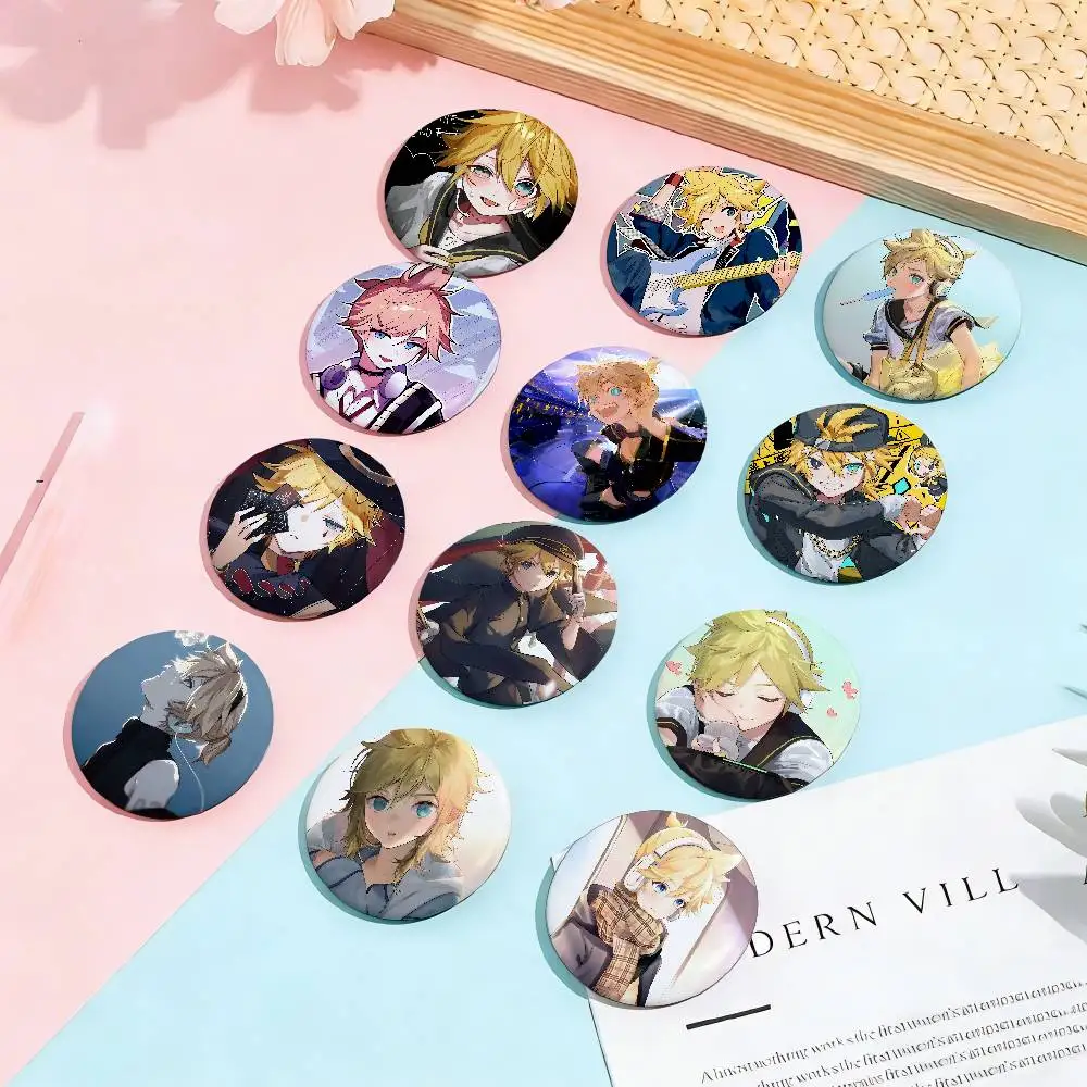 K-Kagamin-Len Cartoon Broschen Anime Abzeichen Runde handgemachte Brosche Anstecknadeln Schmuck für Rucksack Kleidung Geschenke A