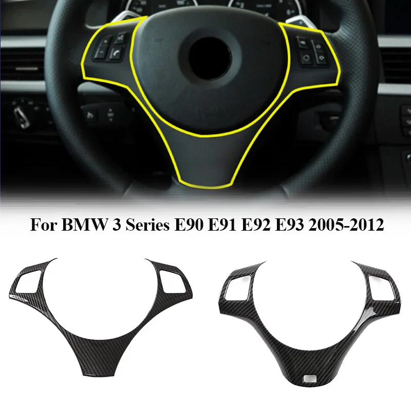 

1 PCS Car Steering Wheel Trim For BMW 3 Series E90 E91 E92 E93 2005-2012 Car Steering Wheel Cover Decoration Frame Carbon Fiber