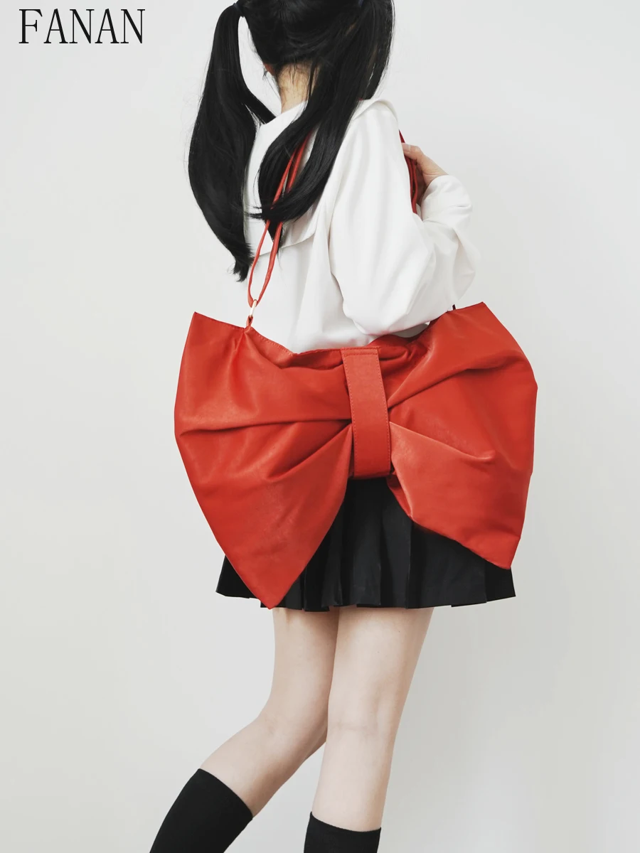 

Оригинальная сумка через плечо с бантом, большая однотонная тканевая сумка для девочек и студентов, сумки на одно плечо для женщин, новинка 2023 года