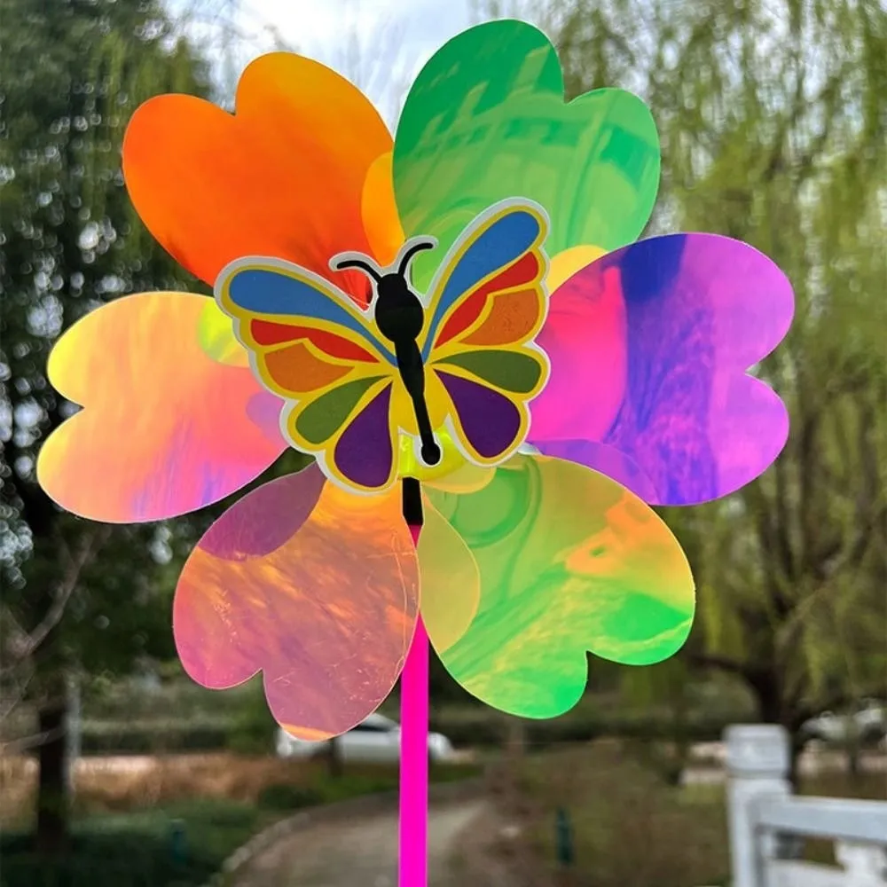 Multistyles Sequin Windmill Colorful PVC Wind Spinner Picnic Decor Toys Heart-shaped Stake Standing Lawn Flower Pinwheel