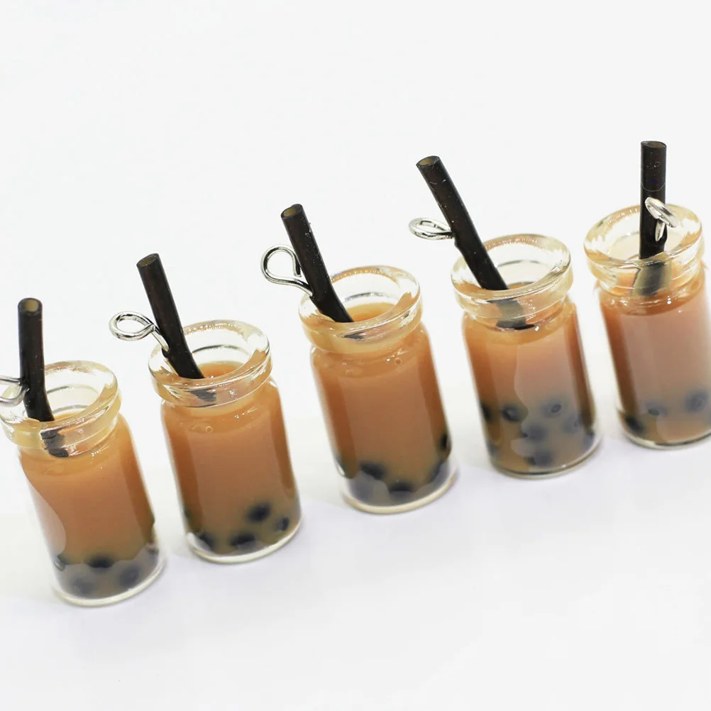 

20 Pcs Simulated Milk Tea Photo Props Imitated Ear Pendant Coffee Glasses Charm Background Decor