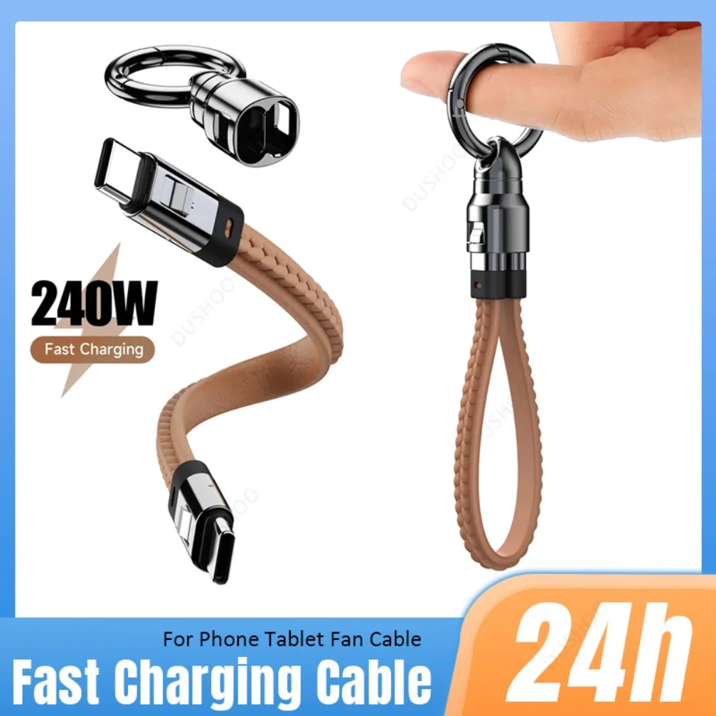 

Portable Keychain 240W 5A USB C Charger Cable Short Fast Charging Cord Type C Short Charging Cable for Phone MacBook Android