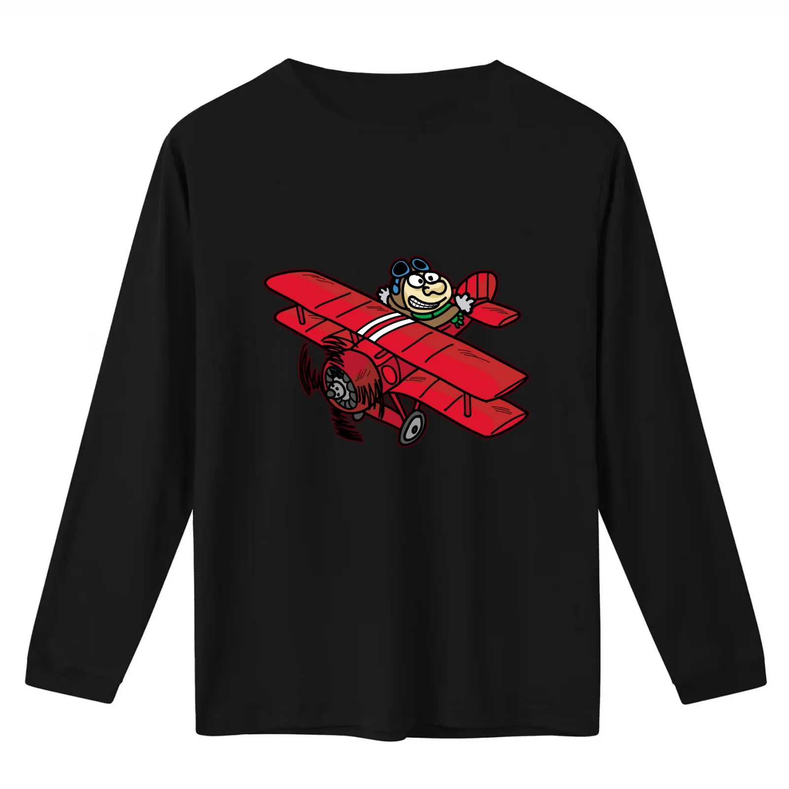 RED BARON AIR PILOT biplane airplane cartoon T-Shirt Summer Casual Cotton Tee Oversized Streetwear Tops Vintage Graphic Print