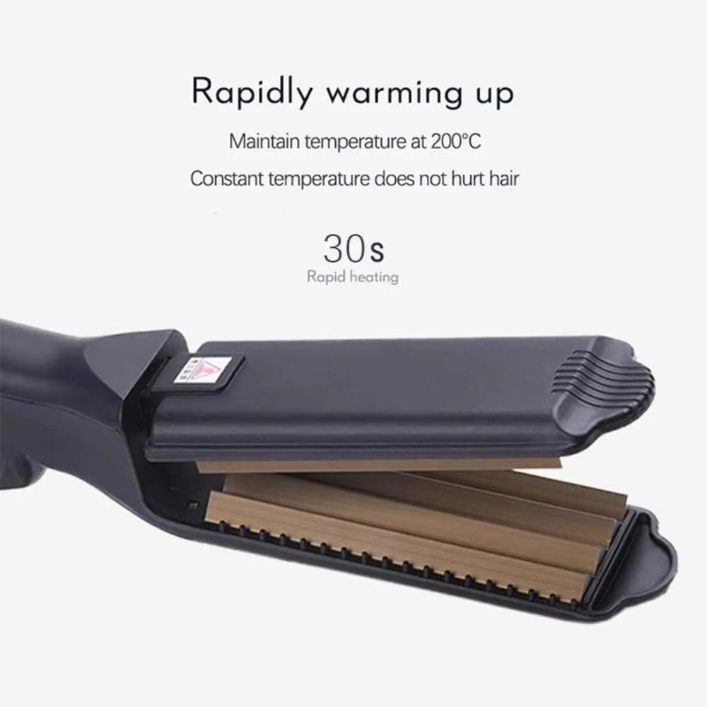 Flauschiger Haarcrimper für Frauen, Keramik-Welleneisen, Volumen-Haarcrimper, Flaches Crimper-Eisen mit Platten, Styling-Tool, Dual-Voltage – Detail 3