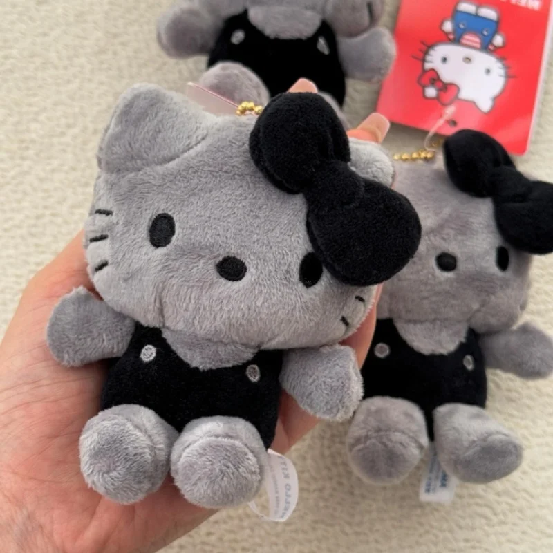 Nieuwe Cartoon Hello Kitty Carbon Zwarte Pluche Pop Sleutelhanger Pp Katoen Gevulde Pop Kawaii Paar Schooltas Hanger Decoratie Gift