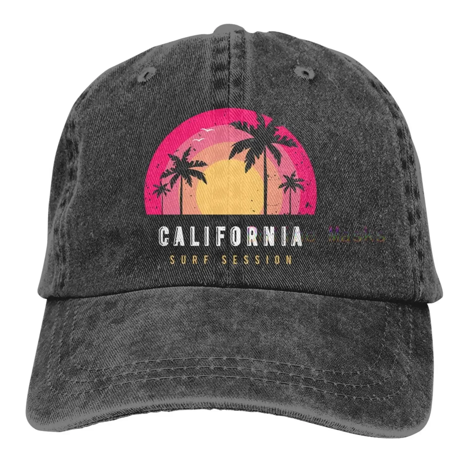 California Surf Session Gorra de béisbol para hombres y mujeres ajustable clásico vintage lavado algodón denim camionero sombrero actividades al aire libre