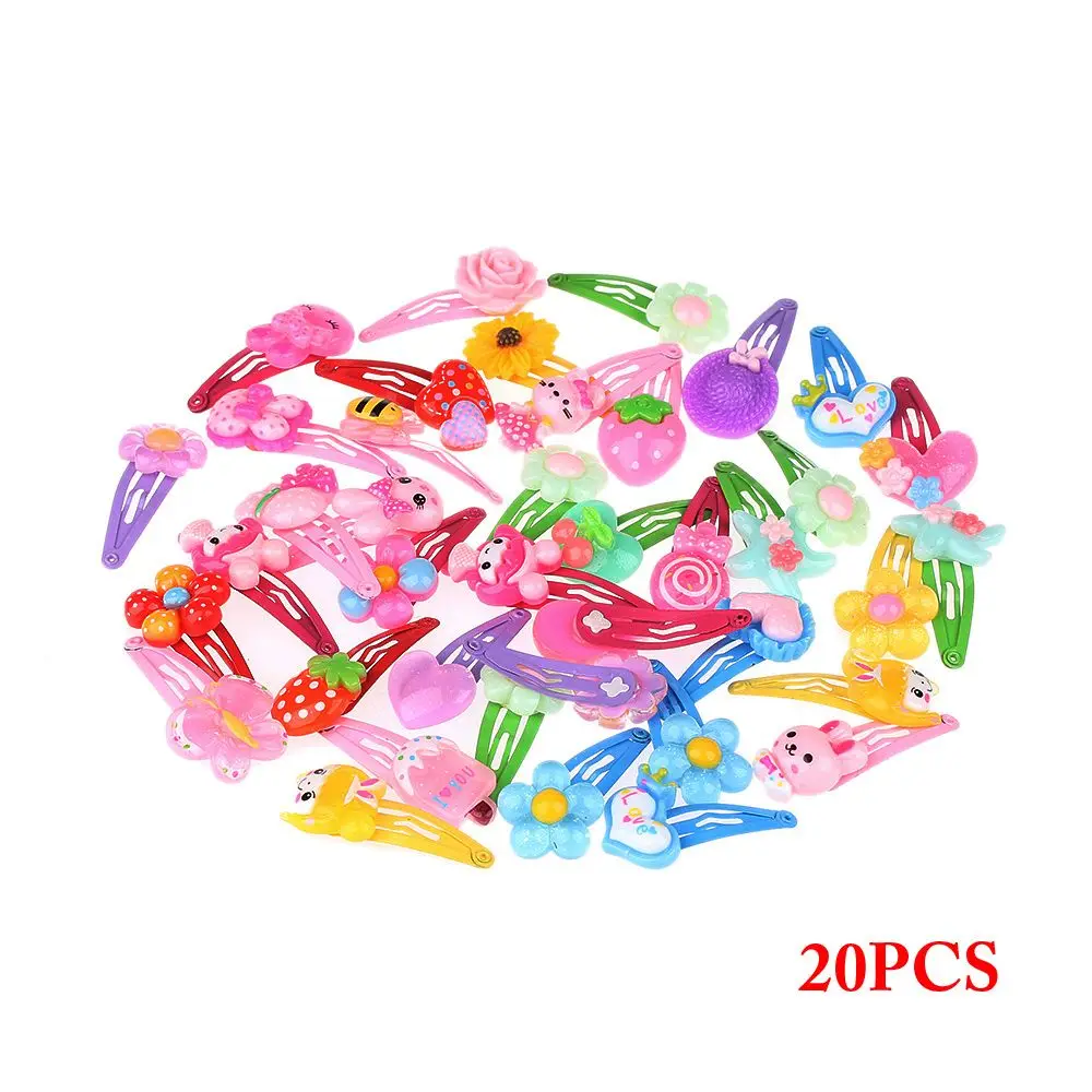 

10/20PCS Baby Infant Multicolor Cartoon Pattern Girls Hairpins Flower Shaped Kids Hair Clips
