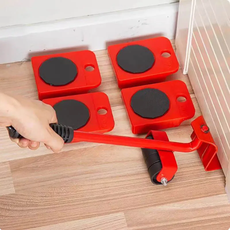 5Pcs/Set Heavy Duty Furniture Lifter Mover Roller with Wheel Bar Moving Device Lifting Helper Furniture Moving Transport Tool