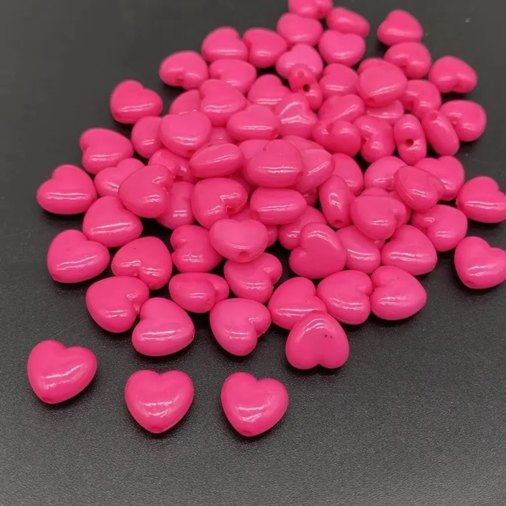20Pcs/Lot 17mm Loose Spacer Beads Acrylic 2.5mm Aperture Heart Shape Beads Solid Color Smooth Surface Charm Beads