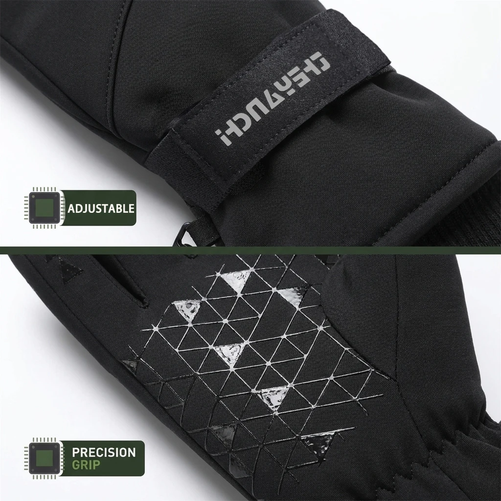 Winter Cycling Gloves Men, Waterproof Touchscreen Gloves, Thermal Fleece Lined Anti-Slip for Cycling Driving Hiking Ski Ride