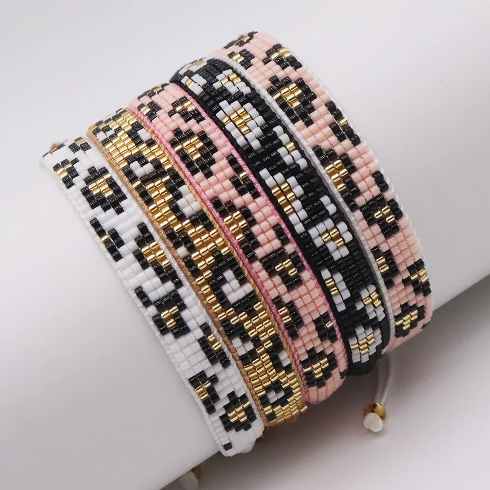 

Persoanlity Fashion Leopard Design Miyuki Bracelet Handmade Boho Cute Geometry Glass Bead Bracelet
