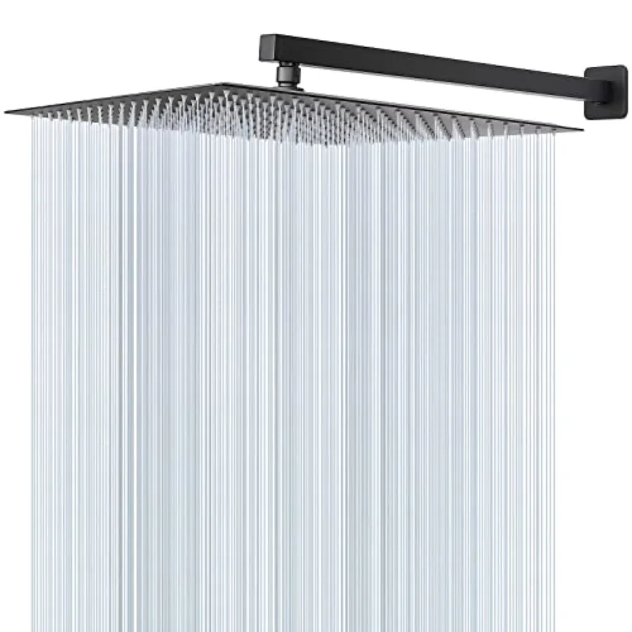 

Shower Head with Extension Arm High Pressure Square ShowerArm Stainless Steel Rainfall-Waterfall Full Body Coverage 16'' Shower