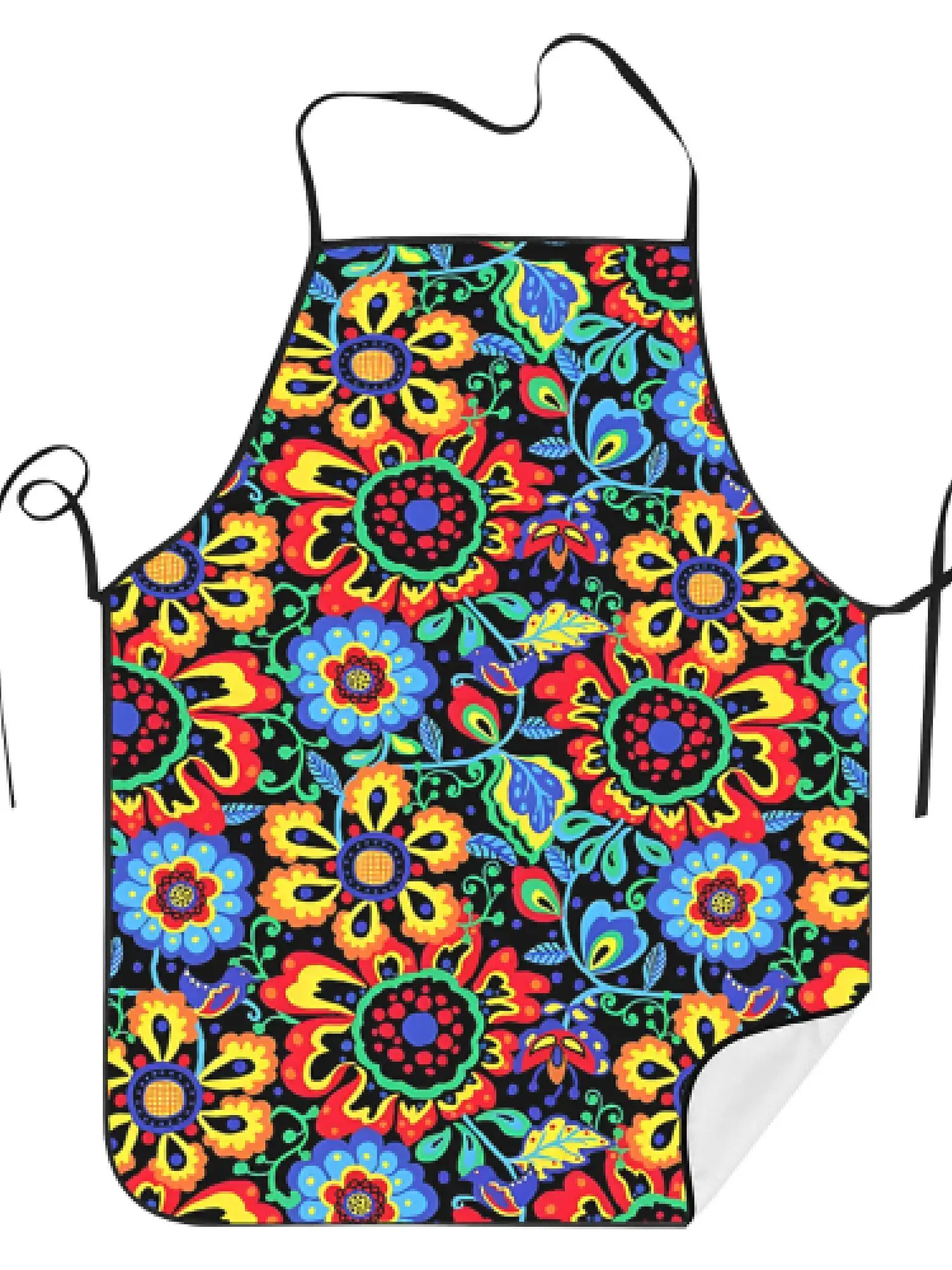 Humorous Apron Featuring Scandinavian Folk Art Floral Designs, Perfect for Cooks in Restaurants