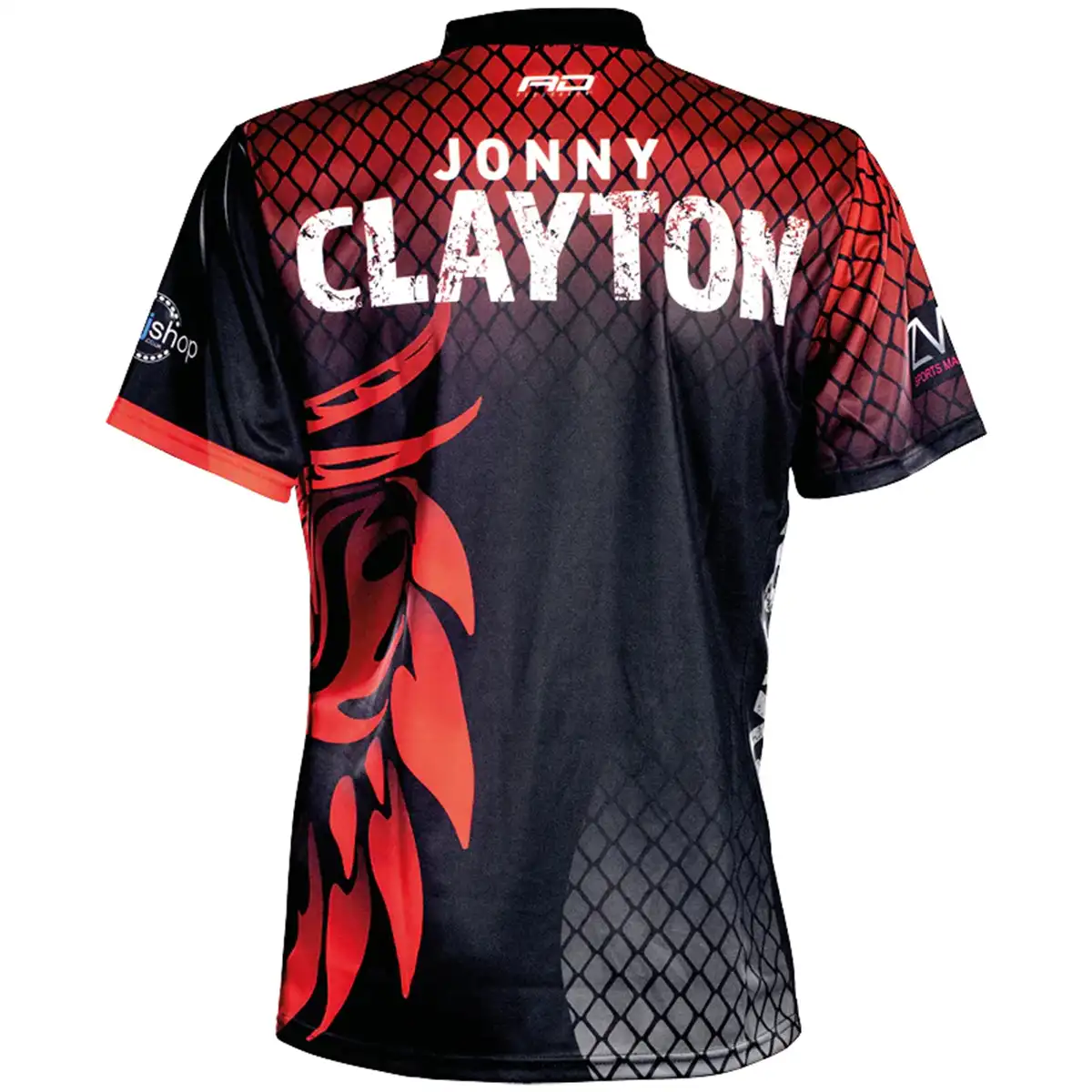 Camiseta Profesional de Dardos Jonny Clayton 2025, Diseño de Llamas Rojas y Negras, Ropa Deportiva Transpirable de Secado Rápido