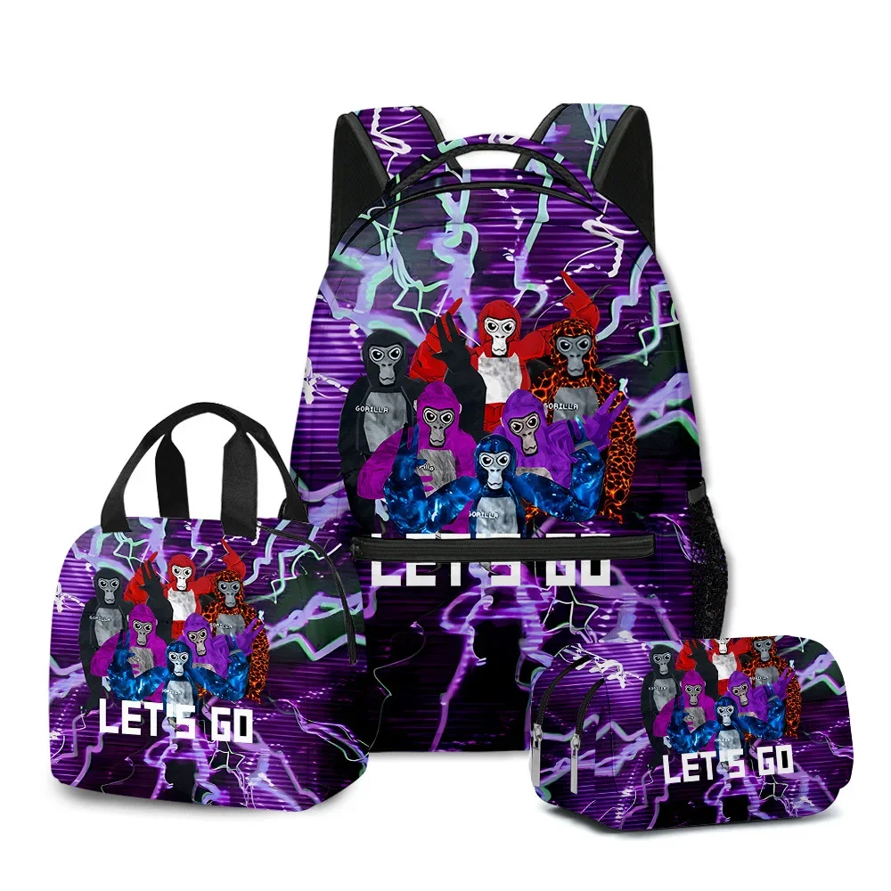 Klasik Populer Lucu Gorilla Tag 3D Print 3 Buah/Set Tas Sekolah Siswa Tas Laptop Daypack Ransel Tas Makan Siang Portabel Tempat Pensil