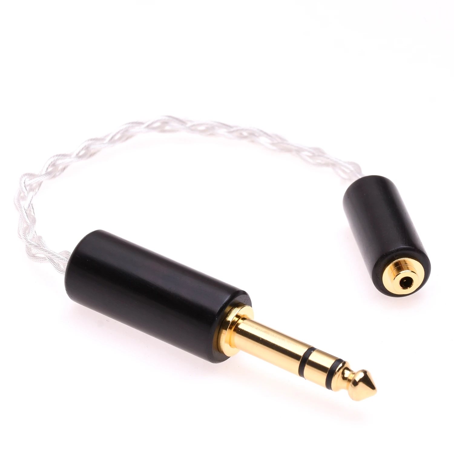 Adaptador de Audio para auriculares, accesorio de madera de 10cm, 1/4, 6,35mm, macho a 2,5mm, TRRS equilibrado, 4 núcleos, 6N, OCC, chapado en plata de cristal