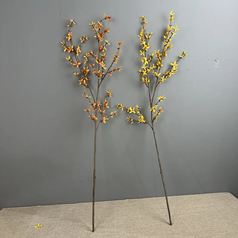2/3 Stück Künstliche Blumen 114cm Winterjasmin Seidenblumen Simulationsblumen Gelbe Winterjasminen Einkaufszentrum Dekoration – Detail 9
